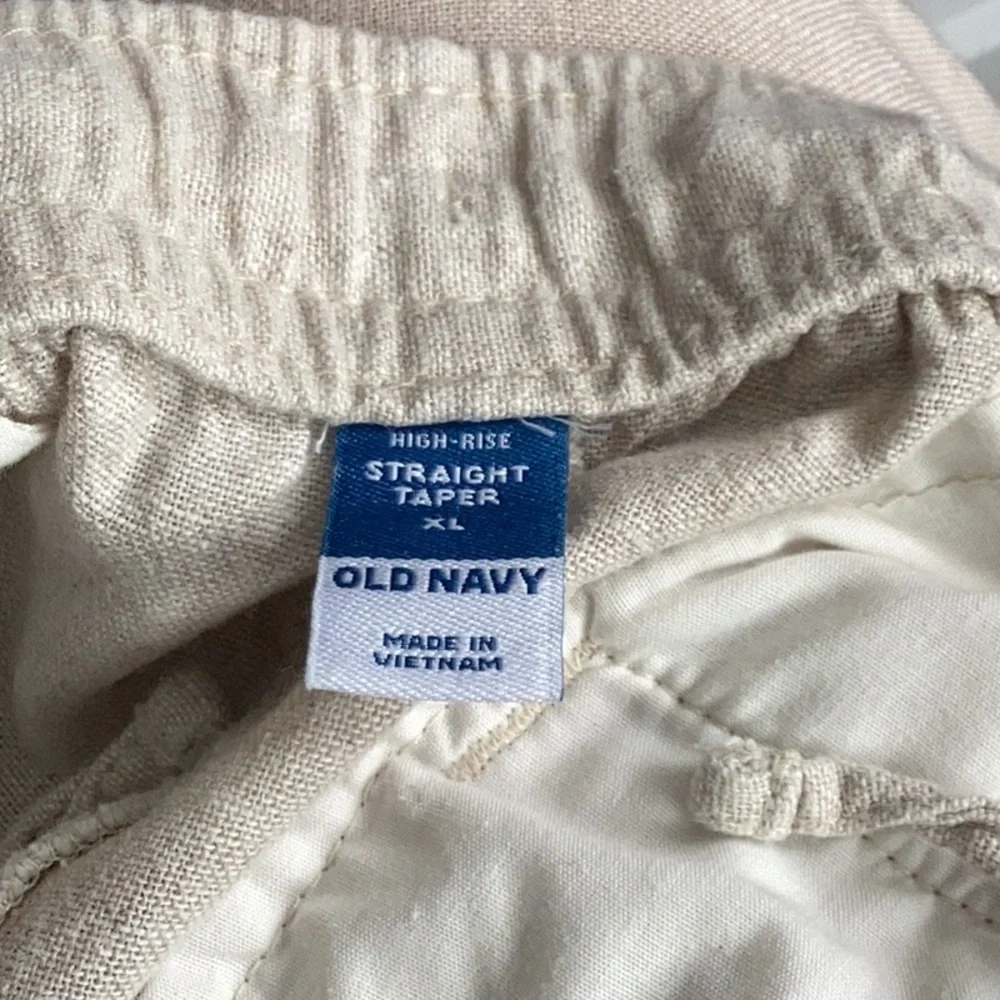 Old Navy Pants Womens XL Beige Linen Blend Pull On Straight Taper Pockets - Picture 5 of 6
